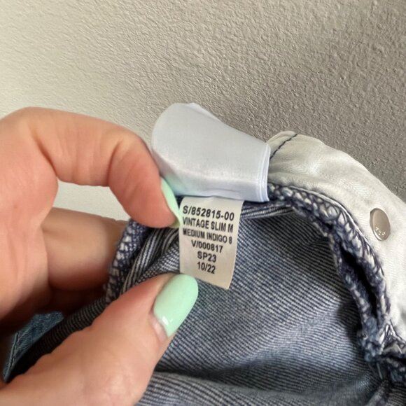 Gap Vintage Slim Mid Rise Medium Indigo Blue Denim Wash Jeans 34/18R - Picture 12 of 14